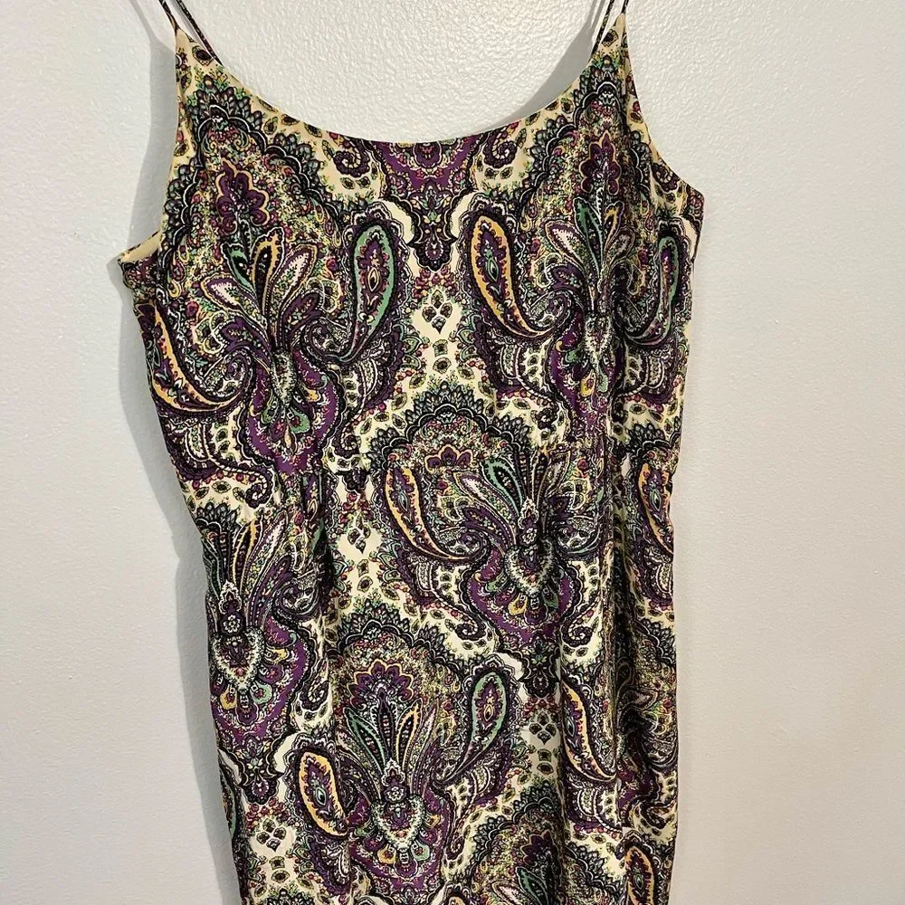 J. Crew Paisley Print Silk Spaghetti Strap‎ Dress